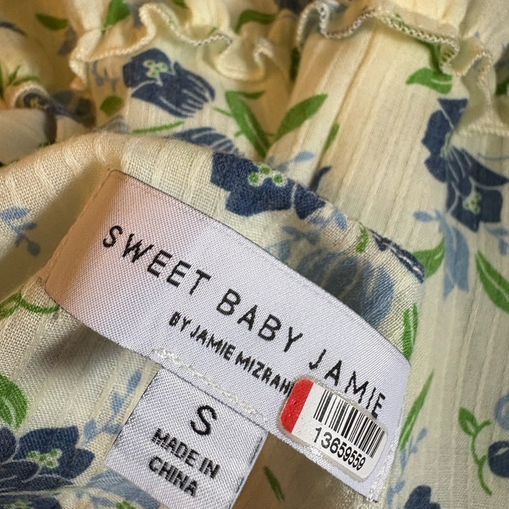 SWEET BABY JAMIE White and Blue Floral Tiered Dress Size S - Picture 8 of 8
